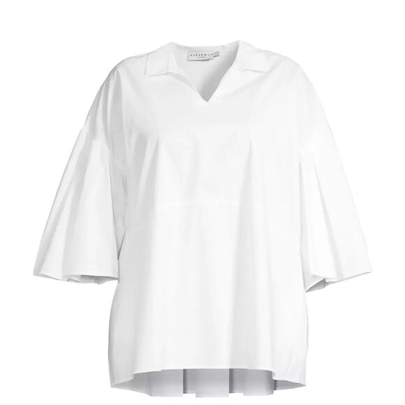 Harshman Sz 2X Maureen Cotton Poplin Tunic Top Quiet Luxury‎ in White NEW - Picture 1 of 6